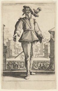 Kaptajnen eller elskeren, fra tre italienske komikere af Jacques Callot