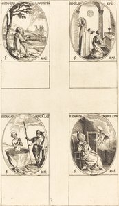 Sankt Augustins omvendelse; Sankt Hilary; Sankt Johannes før den latinske portal; Sankt Johannes af Damaskus af Jacques Callot