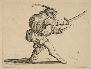 The Duelliste aux Deux Sabres Duelisten med to sabler, fra Varie Figure Gobbi, s..., 1616-22. af Jacques Callot