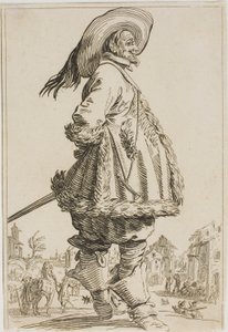 The Gentleman in the Fur-Trimmed Mantle with his Hands Behind his Ryg, fra serien The Nobility of Lorraine af Jacques Callot
