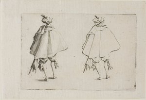 Herremanden med en stor frakke, set bagfra, fra The Caprices af Jacques Callot