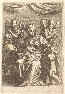 Den hellige familie med to engle af Jacques Callot