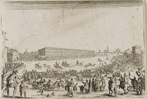 Hestevæddeløbet på Pitti Palace, i Firenze, fra The Caprices af Jacques Callot