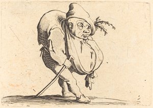 Pukkelryggen med en stok, ca. 1622. af Jacques Callot