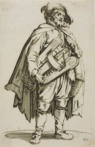 Hurdy-Gurdy Player, tallerken to fra The Beggars af Jacques Callot