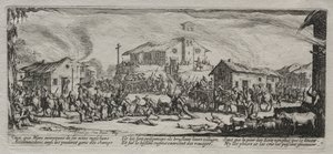 The Large Miseries of War: Pillaging and Burning of a Village, 1633. af Jacques Callot