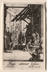Jomfruens liv: Magiernes tilbedelse. af Jacques Callot
