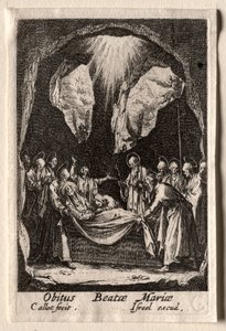 Jomfruens liv: Jomfruens gravlæggelse. af Jacques Callot