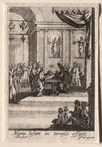 Jomfruens liv: Præsentationen af Kristus i templet. af Jacques Callot