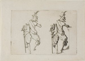 Manden set bagfra med et stort sværd, fra The Caprices af Jacques Callot