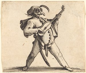 Den maskerede komiker spiller guitar af Jacques Callot