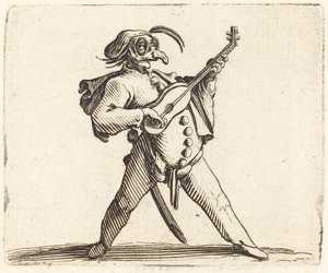Den maskerede komiker spiller guitar af Jacques Callot