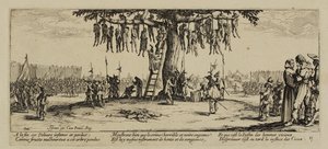 Krigens Elendighed, nr. 11. The Hanging, 1633 af Jacques Callot