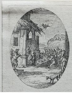 Lidenskabens mysterier: hyrdernes tilbedelse af Jacques Callot