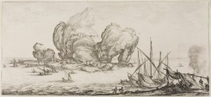 Søslaget, fra forskellige scener designet i Firenze af Jacques Callot