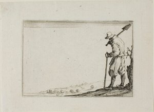 Bonden, der bærer sin skovl på sin skulder, fra The Caprices af Jacques Callot