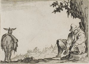 Bonden, der fjerner sine sko, fra The Caprices af Jacques Callot