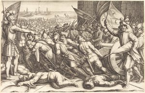 Troppernes genindskibning, ca. 1614. af Jacques Callot