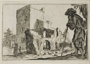 Hyrden og ruinerne, fra The Caprices af Jacques Callot
