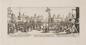 The Strappado, tallerken ti fra The Miseries of War af Jacques Callot