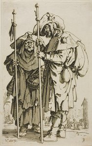 The Two Pilgrims, tallerken tre fra The Beggars af Jacques Callot
