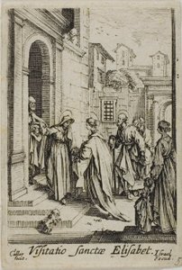 Den hellige Elizabeths besøg, fra Jomfruens liv af Jacques Callot