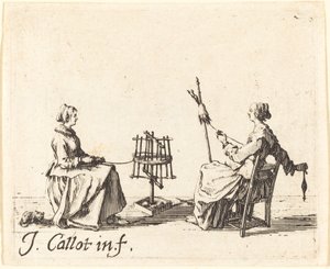 The Winder and the Spinner, ca. 1623. af Jacques Callot