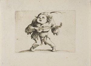 The Wobbly Man Playing the Guitar, fra Varie Figure Gobbi af Jacques Callot