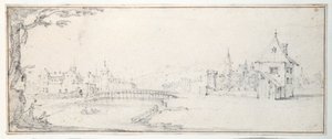 Gaucheu-broen ved Epinal (sort kridt på papir) af Jacques Callot