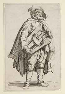 Drev-gurdy-spilleren fra The Beggars (Le Joueur de Vielle) af Jacques Callot