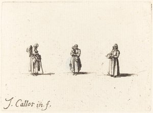 Tre kvinder, den ene holder et barn af Jacques Callot