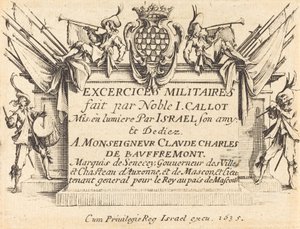 Titelside for "De militære øvelser" af Jacques Callot