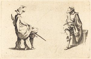 To siddende figurer, ca. 1622. af Jacques Callot
