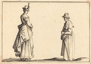 To kvinder i profil, ca. 1617. af Jacques Callot