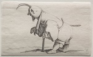 Forskellige pukkelryggede figurer af Iacopo Callot (krøbling med hætte) af Jacques Callot
