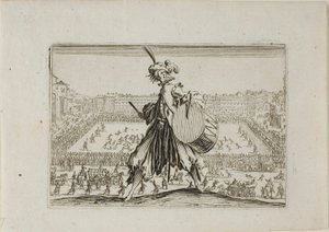 Udsigt over Piazza S. Croce med fodboldkamp, fra The Caprices af Jacques Callot
