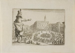 Udsigt over Piazza Signoria fra The Caprices af Jacques Callot