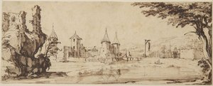 Udsigt til et slot af Jacques Callot