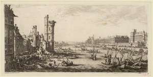 Udsigt over Louvre og den tidligere Porte de Nesle (IFF 667). af Jacques Callot