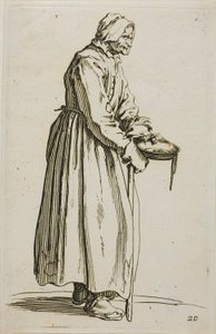Woman Beggar Holding Alms, tallerken 20 fra The Beggars af Jacques Callot