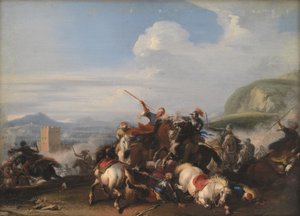 Kampscene med tyrkisk kavaleri af Jacques Courtois