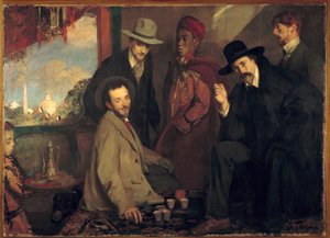 Andre Gide og hans venner på cafeen Maure of the World Exposition of 1900 (Eugene Rouart; Charles Chanvin; Athman Ben Salah; Henri Gheon) Maleri af Jacques Emile (Jacques-Emile) Blanche (1861-1942) 1900 Søn. 1,56x2,2 m Rouen, Musee des Beaux Arts af Jacques Emile Blanche