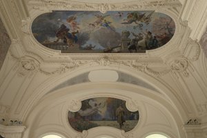 Décoration du pavillon Nord du Petit Palais - Le triomphe de Paris (loft) - Paris, capitale intellectuelle (Demi-coupole), mellem 1913 og 1919 (olie) af Jacques Fernand Humbert
