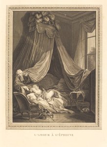 Kærlighed til testen af Jacques Firmin Beauvarlet after Pierre Antoine Baudouin