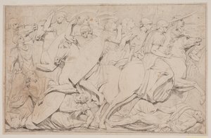 Kampscene med faldne fjender af Jacques Francois Joseph Saly