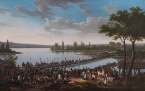 Passage of the Donau af Napoleon før slaget ved Wagram (olie på lærred)