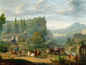 Passager stop. Maleri af Francois Swebach dit Swebach des Fontaines (1769 - 1823)