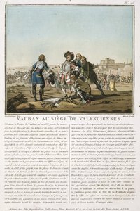 Sebastien le Prestre de Vauban (1633-1707) under belejringen af Valenciennes (1677), graveret af Jean Baptiste Morret (fl.1790-1820), 1790 (farvelitografi) af Jacques Francois Joseph Swebach