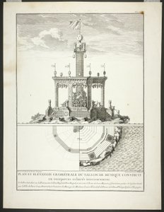 Plan og opstalt af en musiksal, planche tre fra Description des Festes Données par la Ville de Paris