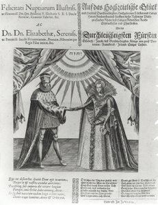 En bredside om brylluppet mellem Frederik V, kurfyrste Palatine og prinsesse Elizabeth af England, 1613 af Jacques Granthomme